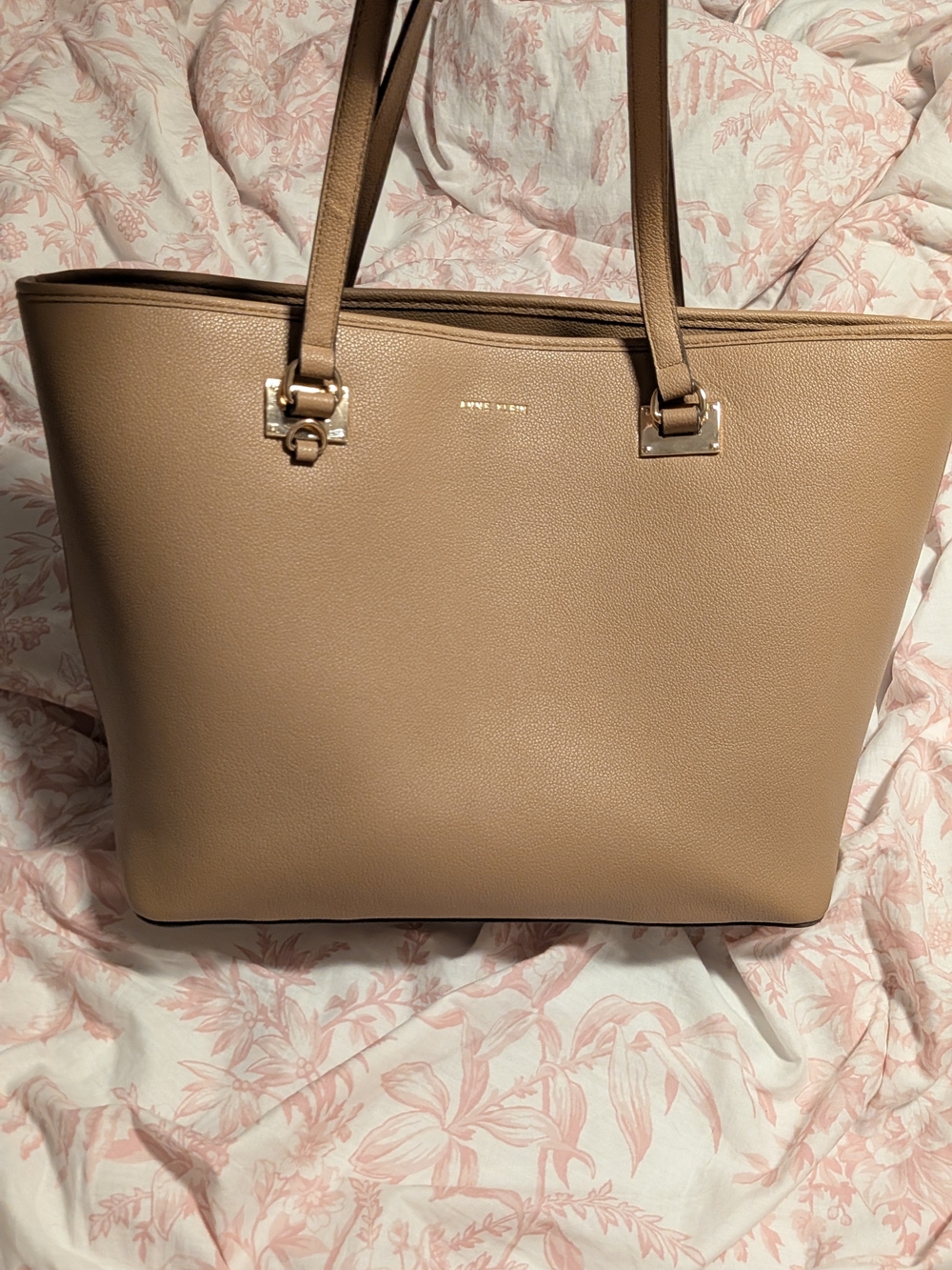 Anne Klein Pebbled Tote in Camel with Gold Hardware